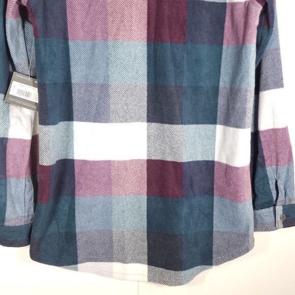 Eddie Bauer Women's Sz Small Multicolor Plaid Fleece Flannel Button Down Shirt - Picture 10 of 11